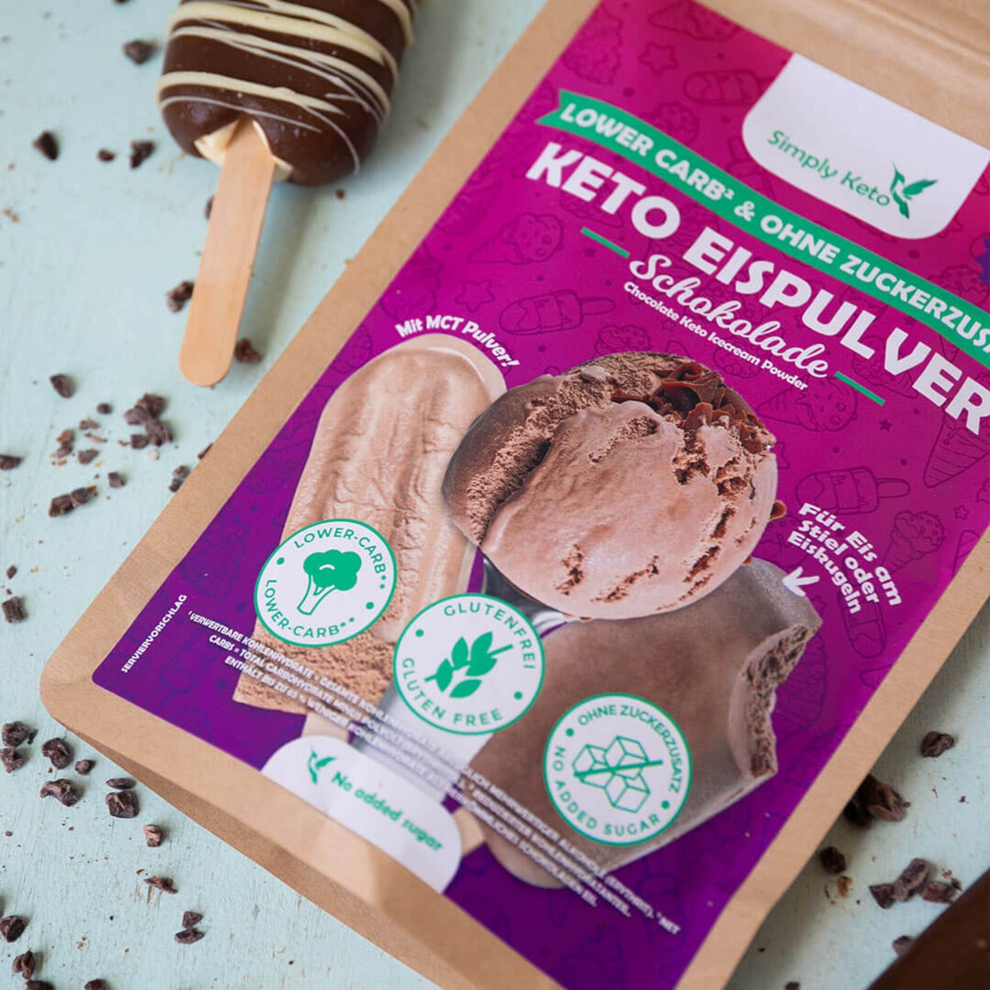 Simply Keto, Chocolate Ice Cream Powder 100g